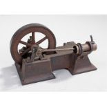 Victorian model of a steam engine, with wheel and pump, 19cm long