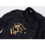 Naval jacket, together with a collection of Royal Artillery buttons, a trench art match box cover