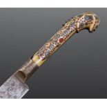 Khyber knife, Afghanistan/Northern India region, the horn handle with stone inlay above a steel