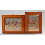 Two circa 1895 military watercolours, signed Davis, 1895, depicting cavalry preparing, 20cm x 15cm