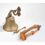 S.S. Obodense ships bell, dated 1891, with scroll bracket, 19cm wide