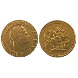 George III Sovereign, 1820, bust facing right, St George and the Dragon to the reverse (S.3785)