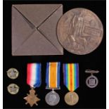 Mons Casualty First World War group of three, with 1914 Mons Star, Victory and War medal, together