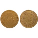 Napoleon III gold 5 Francs, 1857, bust facing right