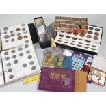 Collection of coins, various denominations, to include Crowns to Pennies, Uncirculated sets, etc, (