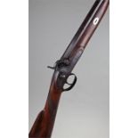 19th Century sporting gun, by French, the percussion gun with mahogany grip, steel barrel, signed