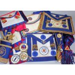 Essex Masonic regalia, to include a collection of aprons, sashes, cuffs, etc, (qty)