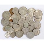 Collection of pre 1947 coins, to include Half Crowns, Shillings, Sixpence, some later (qty)