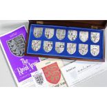Danbury Mint cased set of 12 silver ingots, The Royal Arms limited edition by Danbury Mint in