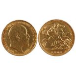 Edward VII Half Sovereign, 1909, St George and the Dragon reverse