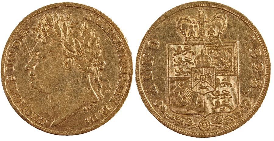 George IV half Sovereign 1823, second type, second reverse, (S.3803)