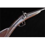 19th Century sporting gun, with a bird carved to the stock, twin barrel with hammer strike, AF,