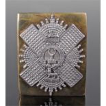 Gordon Highlanders Black Watch buckle, Gordon highlanders to the centre, Egypt above, 9.5cm high