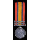 Queen South Africa medal, two clasps Tugela Heights, Relief of Ladysmith (4186 Pte R. Roberts, R