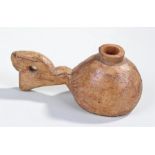 Unusual African water vessel, with a stylised handle to the bottle, 21cm long