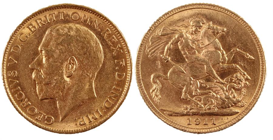 George V Sovereign, 1911, Melbourne Mint, St George and the Dragon