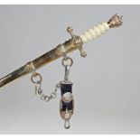 German Nazi Naval officers dagger, surmounted by an eagle above a twist handle, gilt fittings and