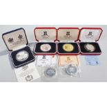 Silver proof coins, to include Crowns, 50p, Seychelles, etc, (6)