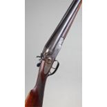 Italian 12 bore percussion double barrel sporting gun, the walnut stock with chequer grip, ducks