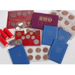 Collection of coins, to include British Decimal sets, Half Pennies and One Pennies, cased