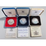 Silver Crowns, to include a 1977 Silver Jubilee Crown, together with a Charles & Diana silver