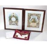 Ancient Order of Foresters, to include two framed certificate and an apron, (3)