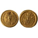 Byzantine Arcadius Solidus 383-408 A.D. Constantinople, bust facing forward, 4.2 grams, 21mm