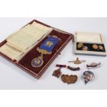 Royal Antediluvian Order of Buffaloes medal, in silver, cased, together with paperwork, a pair of