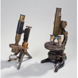 Two microscopes, to include an example by E. Leitz, Wetzlar No165588, the second an unsigned