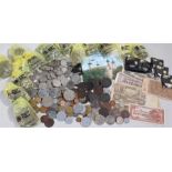 Collection of coins, various denominations to include Crowns to Pennies, some Foreign coins, (qty)