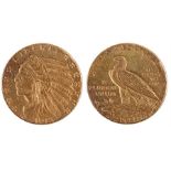 USA Two & a Half Dollar gold coin, 1913, Indian head