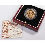 Elizabeth II Proof Sovereign, 1999, St George and the Dragon, capsule and cased