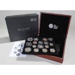 Great Britain, Royal Mint 2013 Premium proof coin set, in original wooden box of issue and outer