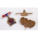 9 carat gold Royal Artillery sweet heart brooch, together with a Royal Engineers sweet heart