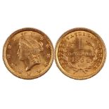 USA gold Dollar, 1854, Liberty head l., reverse value and date within wreath