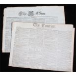 Two Napoleonic period newspapers, The Star 1797 with peace negotiations reported together with The
