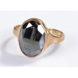 9 carat gold ring, with a faceted cut stone, ring size R