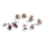 For pairs of earrings, to include a sapphire pair, a swirl pair, a bead pair and another pair, total