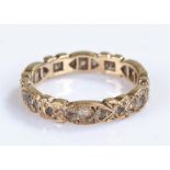 9 carat gold eternity ring, set with stones, ring size M