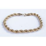 9 carat gold bracelet, with rope twist chain, 3.4 grams