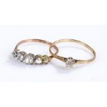 Two 9 carat gold rings, both stone set, (2)