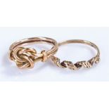 Two 9 carat gold rings, both of rope twist design, ring size 4.4 grams