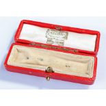 Cartier jewellery box, the red leather box with Cartier internal signed silk lid, 8cm wide