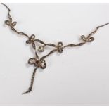 Victorian necklace, set with paste stones on white metal, 14cm wide excluding the chain ends