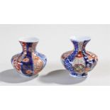 Japanese miniature Fukagawa porcelain miniature pair of vases, in the Imari design, signed, 4.5cm