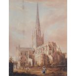 Henry G. Castineau (1791-1876) Norwich Cathedral, watercolour, 35cm x 46cm