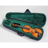 Cased Compagnon violin, together with a bow