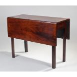 George III mahogany drop leaf table the rectangular top above square section legs with canted