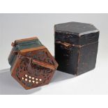 Late 19th Century accordion or squeeze box, housed within the original case