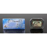 Elizabeth II silver pill box, with classical scene decoration, together silver and enamel box marked